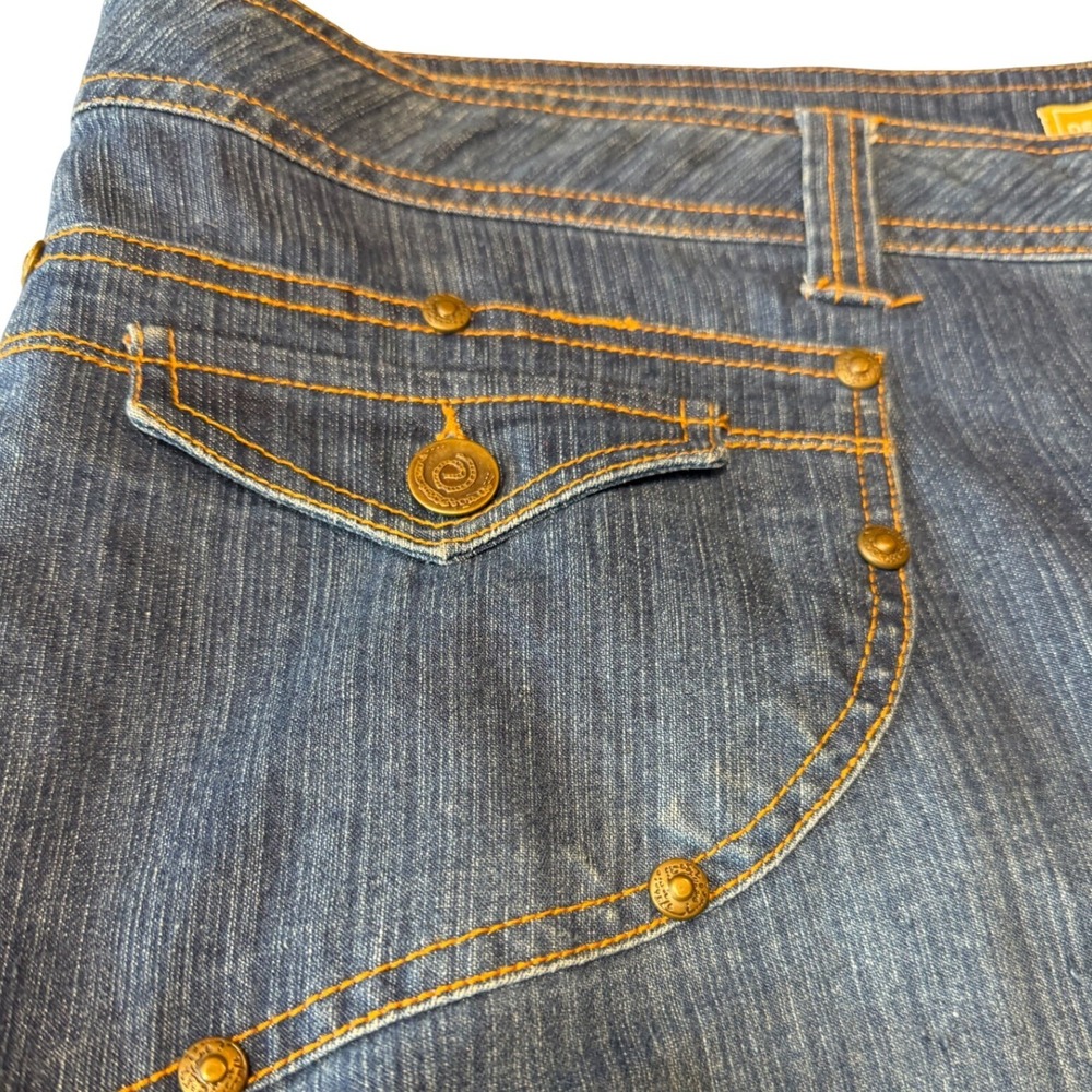 Denim d Gree 16W Embroidered Western Maxi Skirt Dark Wash Blue Side Slit Studded - Picture 4 of 14